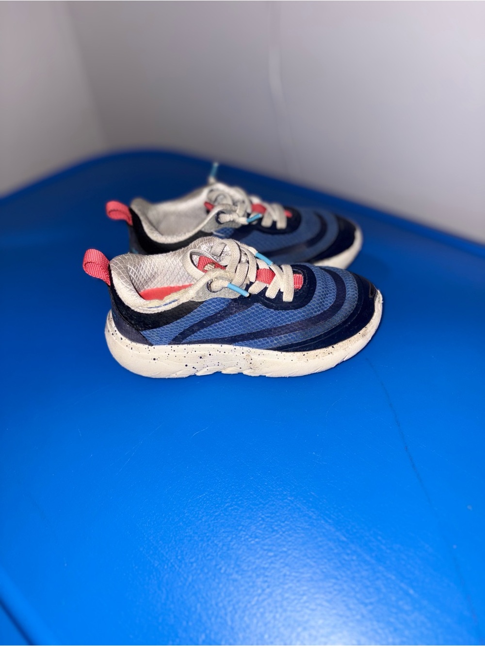 Kids Blue Athletic Sneakers with Pink Accents